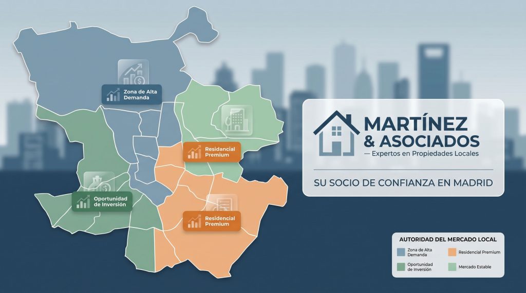 Mapa de barrios de Madrid con zonas destacadas para agente inmobiliario especializado por barrio: Chamberí, Malasaña, Tetuán y Salamanca