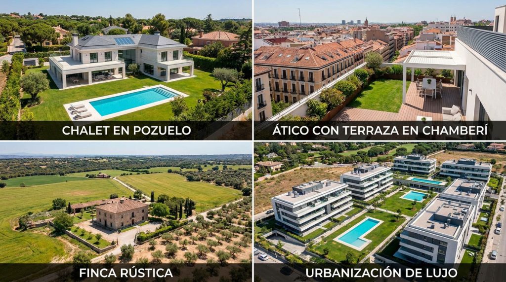 Plano aéreo de contexto de urbanización residencial al atardecer captado con fotografía aérea inmobiliaria mostrando el entorno y los accesos